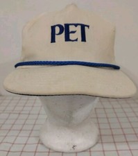 Vintage Pet Milk St Louis Mo Trucker Cap Hat Beige Strapback Made In USA