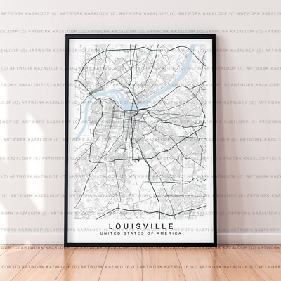 Louisville Karte Poster Druck ungerahmt Louisville Map Print USA Kunstwerk