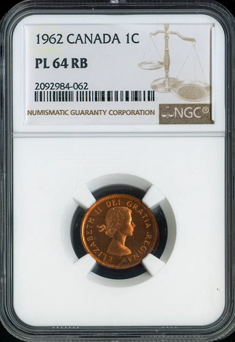 1962 Canada Small Cent Proof NGC PL64 RB - Elizabeth II - Quality