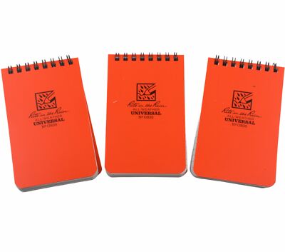 Rite in the Rain Top Spiral Notebook 3'' x 5'' Blaze Orange All Weather 3 Pack