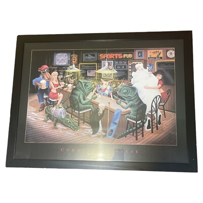 FRAMED Commercial Break by Darryl Vlasak 35X27 Art Print Poster Vintage Sport...