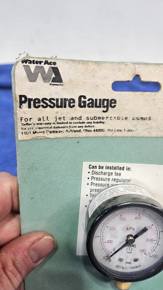 1/4” NPT 100 PSI Press Gauge, Water Ace, RG-2, 05003A500, New, Unopen, SEE PICS  - Image 2 of 4