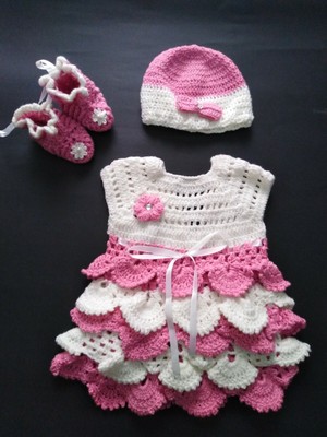 handmade woolen baby frock