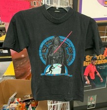 1980S STAR WARS EMPIRE STRIKES BACK LUKE VS VADER BLACK KIDS T-SHIRT AA 4322B