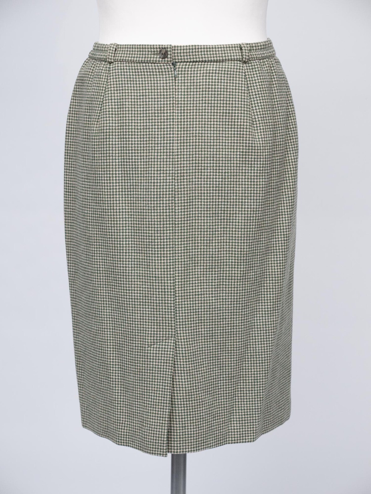 Eastex Skirt 14 Green Dogtooth Check Pencil Wiggle Tweed Vintage 1940s