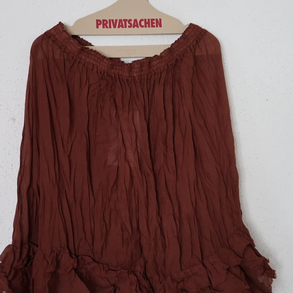 PRIVATSACHEN Rock BAKSTRAPS 48-50-52 (3) Ramie +fransige Volants 'mudcloth'braun - Bild 3 von 3