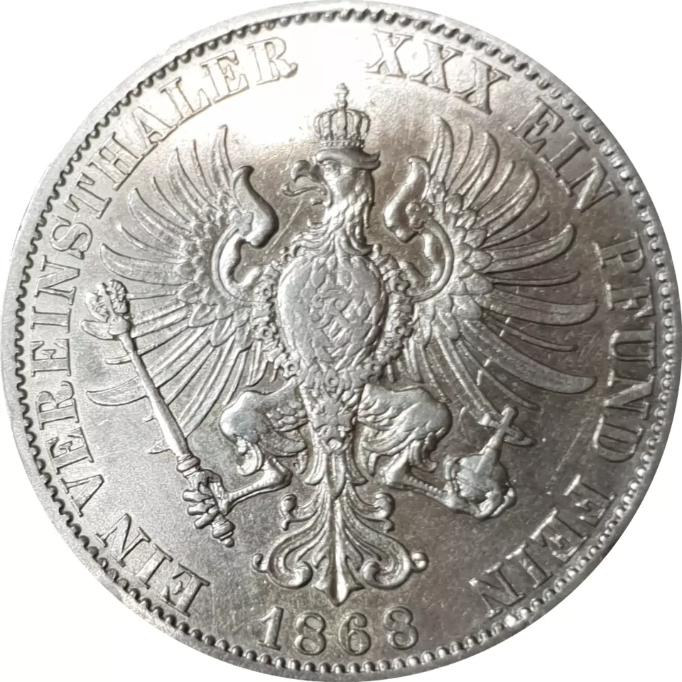 Prussia 1 Thaler 1868 Silver aUnc Coin Germany Taler German State - Image 2 of 4