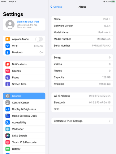 Apple iPad Mini 4 128GB WiFi A1538 Broken Digitizer/Lock Button - NEEDS REPAIR - Afbeelding 13 van 19