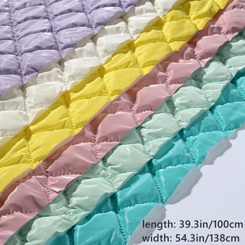 1M Nass Aussehen Kunstleder Gepolstert Stoff PU Gesteppt Tuch Puffer Mäntel Näh - Bild 3 von 4