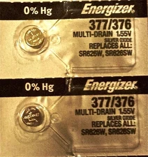 ENERGIZER 377/376 SR626SW SR626W (2 Piece) BATTERIES NEW SEALED Authorize Seller