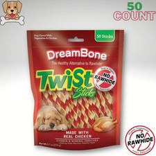 Dreambone Twist Sticks, Rawhide-Free Chews For Dogs, With Real Chicken, 50-Count