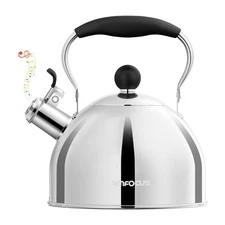 Whistling Tea Kettle 2 Quart Stainless Steel Silver Stovetop Small Teapot