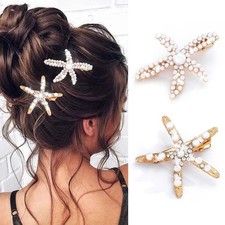 2 PCS Beach Hair Clips Gold Seashell Starfish Hair Accessories Women Girls