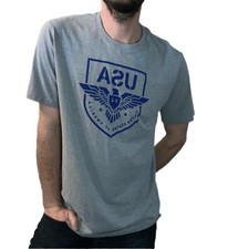 Under Armour Mens Gray Blue Patriotic Eagle Freedom Graphic T-Shirt Size Large