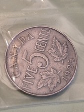 1925 Canada 5 Cents  Coin