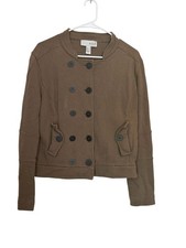 MNG by Mango Women's Brown Cotton Double-Breasted Utility Jacket L