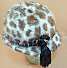 Vintage Yves Saint Laurent Cheetah Black Tassel Ladies Hat