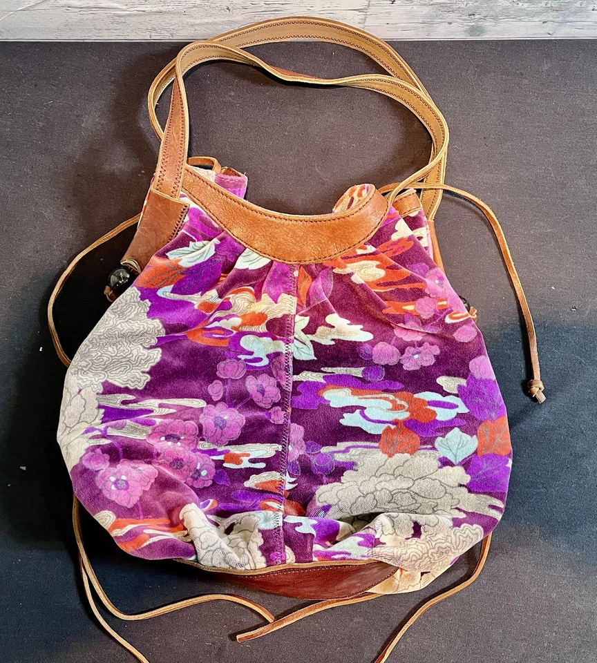 Lucky Brand Velvet And Italian Leather Floral Shoulder Bag - Image 2 of 4