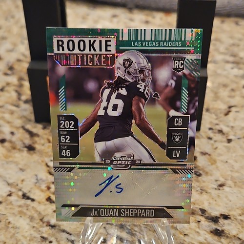 2024 Contenders Optic Ja’Quan Sheppard Rookie Auto Raiders Green Pulsar /30 RC