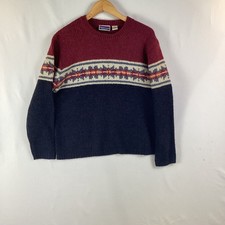 North Crest Vintage Wool Blend Sweater Aztec Pattern Unisex L (14-16)
