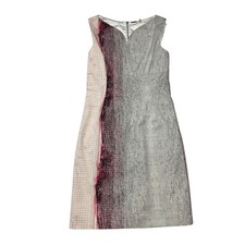 Elie Tahari Dress Women 6 White Black Red Abstract Sheath Cotton Bld Sleeveless