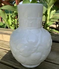 Rare Fenton Apple Tree White Milk Glass Vase 9.5”