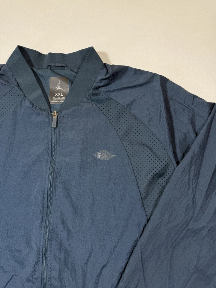 耐克 Air Jordan 夹克男式 2XL XXL 蓝色全拉链翅膀肌肉编织复古标志 — 第 2/4 张图片