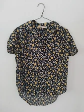 SO Good For Life Woman's Strawberry Cap Sleeve Button Up Blouse Size XS