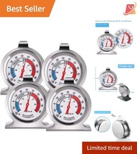 4 Pack Refrigerator Thermometers Stainless Steel Large Dial Indoor Freezer