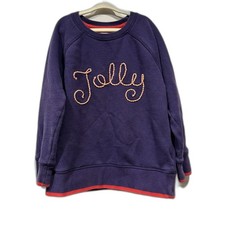 Mini Boden Sweatshirt Jolly Embroidered Sweater Navy Red Festive Youth sz 7-8