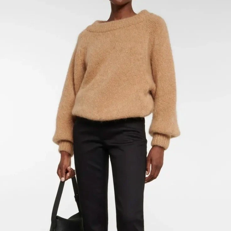Tom Ford — Tom Ford Womens Mohair Boat Neck Sweater Biscuit Beige Sz Medium NWT Lux Italy