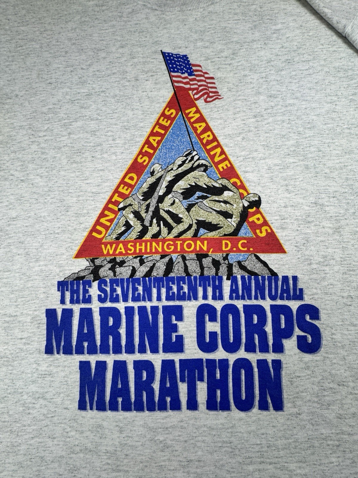 VTG The 17Th Annual Marine Corps Marathon T-Shirt Gray Large 1992 Washington DC