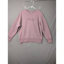 FILA Womens Crewneck Sweatshirt Mauve Pink Embroidered Logo Pullover Size M