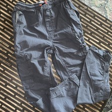 Mini Boden Boys Blue Cargo Pants Pull-On Drawstring Elastic Waist Pockets 11Y