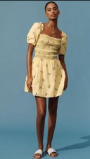 Anthropologie Puff-Sleeve Square-Neck Smocked dress size S NWT cottagecore