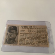 Don Drysdale Elroy Face 1965 Dell Magazine Cut Out Player Profile Rare Hand Cut