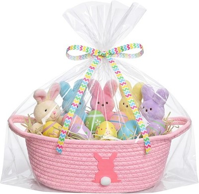 Teenyyou Woven Easter Baskets with Gift Bags & Ribbons, Small Cotton Woven Baske