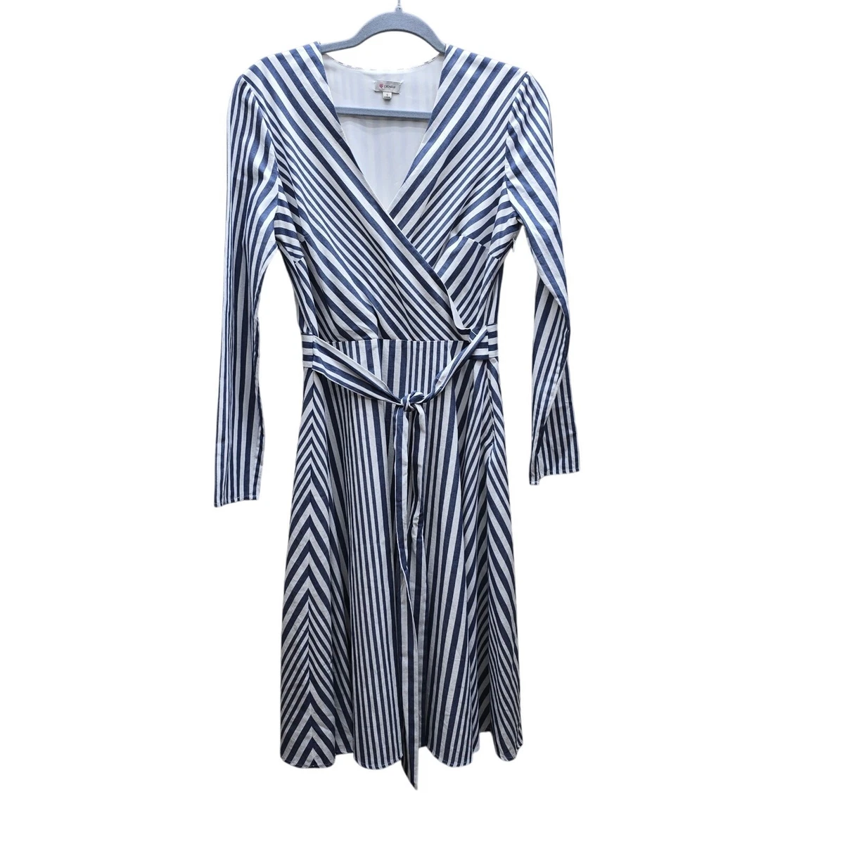 Robe Tricotée Cremieux - Taille S, Rayures Bleu Marine Et Jaune, Sans Manches, Col En V, Occasion Très Bon état