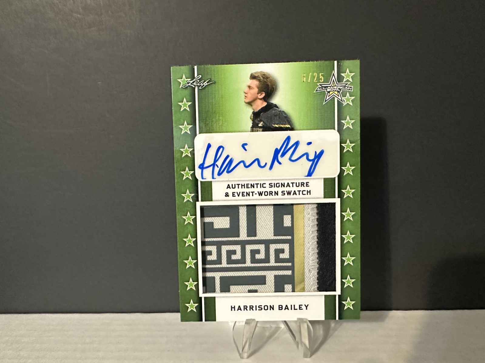 Harrison Bailey Auto 2020 Leaf All American Bowl 06/25 Patch Autograph Rookie 