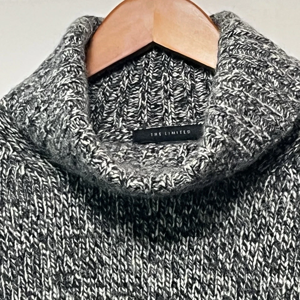 Suéter THE LIMITED lã de cordeiro angorá cabelo de coelho gola alta cinza martelado tamanho G - Imagem 4 de 4