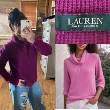 Lauren Ralph Lauren Waffle Knit Thermal Cowl Mock Neck Pullover Sweater Size XL