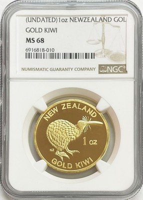 NEW ZEALAND GOLD NATIONAL TREASURE KIWI 1oz .9999 FINE COIN NGC MS