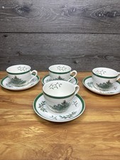 VTG Spode Christmas Tree Coffee/Tea Cups and Saucers Set of 4 Made in England