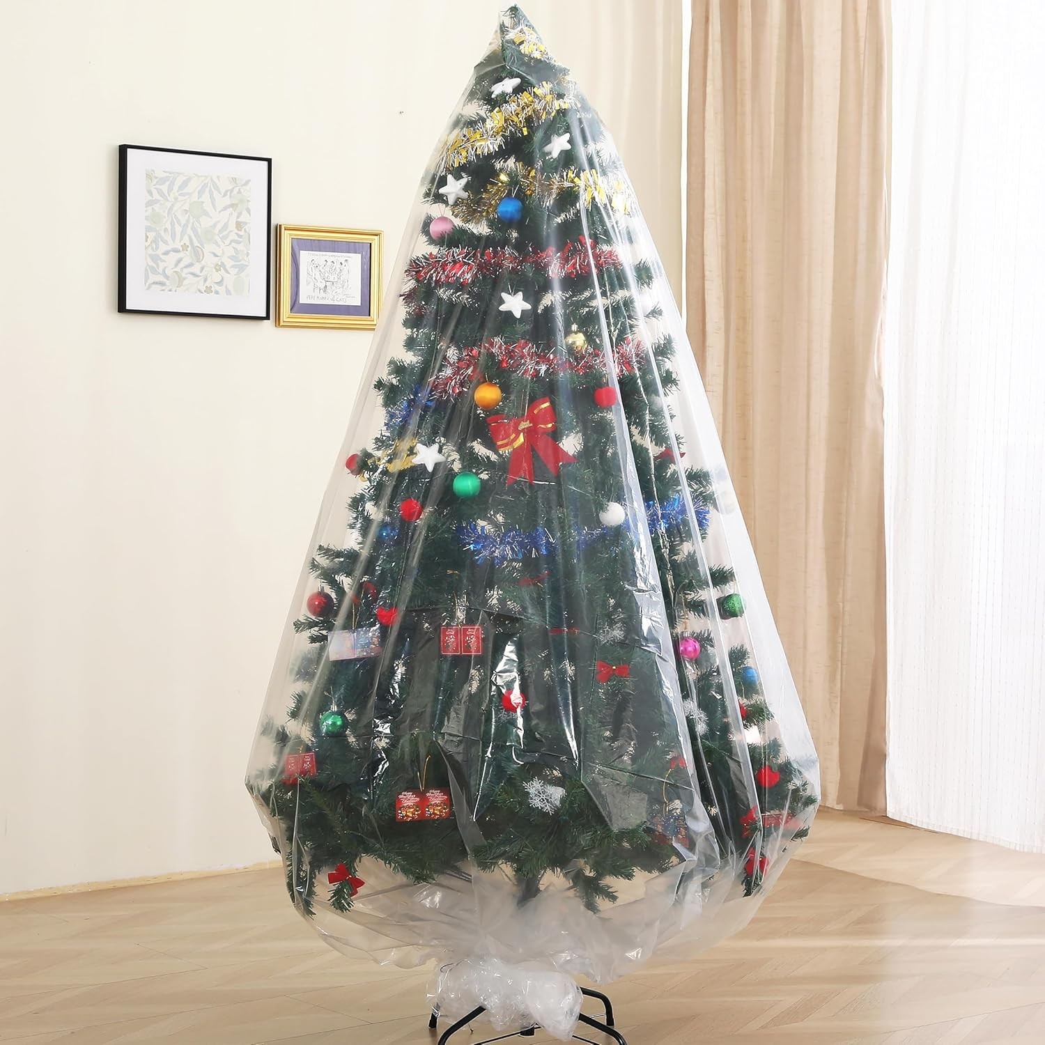 Jumbo Christmas Tree Removal Bag, Clear Extra Large 6ft Width x 9ft Tall Christm