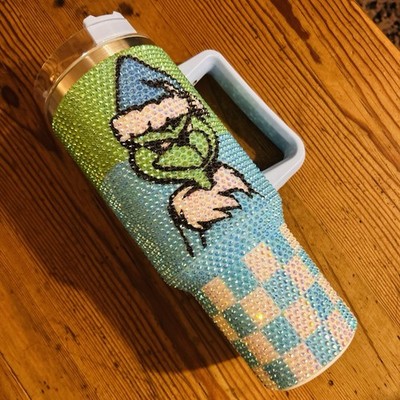 NEW! Grinch Gems Coffee Travel Mug Drink Tea Christmas Large Diamond Sparkly