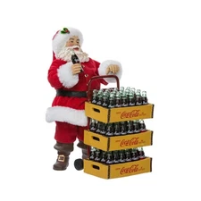 Kurt Adler Coca-Cola Fabriche Santa With Delivery Cart, 10.5"