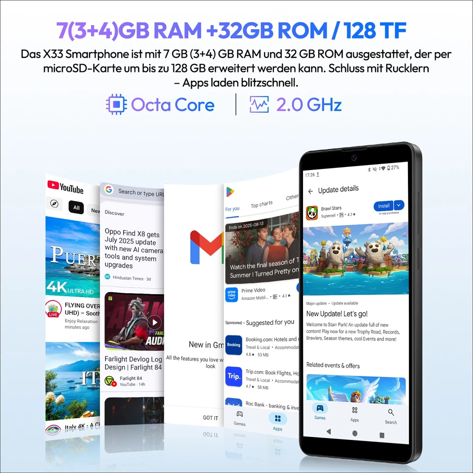 6" Smartphone Android 15 Handy Ohne Vertrag 2*SIM Octa-Core 7GB+32GB 4G GPS Neu - Bild 4 von 4