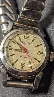 Vintage Den-Ro Automatic Watch 50s ladies dress watch Fits 5'' Wrist Runs Great 