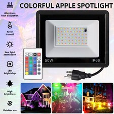 RGB 50W LED Flood Light Outdoor Garden Lamp Yard Security Landscape Spotlight IK