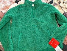 Wondershop Kids L 10/12 Green Quarter Zip Sherpa/Fleece Pullover Sleepwear New